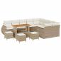 Preview: 13-teiliges Garten Sofa Set mit Kissen Beige Poly Rattan Akazie, 4-teiliges Garten Esstisch Set mit Kissen Beige Poly Rattan Akazie