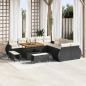 Preview: ARDEBO.de - 13-teiliges Garten Sofa Set mit Kissen Schwarz Poly Rattan Akazie, 3-teiliges Garten Essenset mit Kissen Schwarz Poly Rattan Akazie