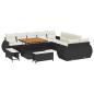 Preview: 13-teiliges Garten Sofa Set mit Kissen Schwarz Poly Rattan Akazie, 3-teiliges Garten Essenset mit Kissen Schwarz Poly Rattan Akazie