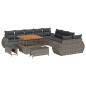 Preview: 13-teiliges Garten Sofa Set mit Kissen graues Poly Rattan Akazie, 3-teiliges Garten Ess-Set mit Kissen graues Poly Rattan Akazie
