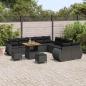 Preview: ARDEBO.de - 13-teiliges Garten Sofa Set mit Kissen Schwarz Poly Rattan Akazie, 3-teiliges Garten Esstisch Set mit Kissen Schwarz Poly Rattan Akazie