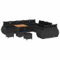 Preview: 13-teiliges Garten Sofa Set mit Kissen Schwarz Poly Rattan Akazie, 3-teiliges Garten Esstisch Set mit Kissen Schwarz Poly Rattan Akazie