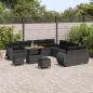 Preview: 13-teiliges Garten Sofa Set mit Kissen Schwarz Poly Rattan Akazie, 3-teiliges Garten Esszimmer Set mit Kissen Schwarz Poly Rattan Akazie