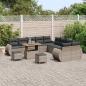 Preview: ARDEBO.de - 13-teiliges Garten Sofa Set mit Kissen aus grauem Poly Rattan und Akazie, 3-teiliges Garten Esszimmer Set mit Kissen aus grauem Poly Rattan und Akazie