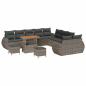 Preview: 13-teiliges Garten Sofa Set mit Kissen aus grauem Poly Rattan und Akazie, 3-teiliges Garten Esszimmer Set mit Kissen aus grauem Poly Rattan und Akazie