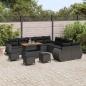 Preview: 14-teiliges Garten-Sofa-Set mit Kissen Schwarz Poly Rattan Akazie, 4-teiliges Garten-Ess-Set mit Kissen Schwarz Poly Rattan Akazie