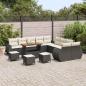 Preview: 14-teiliges Garten-Sofa-Set mit Kissen aus schwarzem Poly-Rattan und Akazie, 4-teiliges Garten-Ess-Set mit Kissen aus schwarzem Poly-Rattan und Akazie