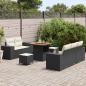 Preview: 8-teiliges Garten-Sofa-Set mit Kissen in Schwarz aus Poly-Rattan, 3-teiliges Garten-Ess-Set mit Kissen in Schwarz aus Poly-Rattan