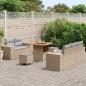 Preview: 8-teiliges Garten Sofa Set mit Kissen Beige Poly Rattan Akazie, 3-teiliges Garten Essset mit Kissen Beige Poly Rattan Akazie