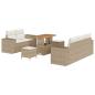 Preview: 8-teiliges Garten-Sofaset mit Kissen in Beige Poly Rattan Akazie, 3-teiliges Garten-Dining-Set mit Kissen Beige Poly Rattan Akazie