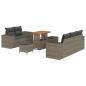 Preview: 8-teiliges Garten-Sofa-Set mit Kissen Grau Poly Rattan Akazie, 3-teiliges Garten-Ess-Set mit Kissen Grau Poly Rattan Akazie