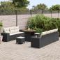 Preview: 10-teiliges Garten-Sofa-Set mit Kissen Schwarz Poly Rattan Akazie, 3-teiliges Garten-Ess-Set mit Kissen Schwarz Poly Rattan Akazie