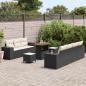 Preview: 10-teiliges Garten-Sofa-Set mit Kissen Schwarz Poly-Rattan Akazie, 3-teiliges Garten-Ess-Set mit Kissen Schwarz Poly-Rattan Akazie