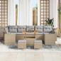 Preview: 10-teiliges Garten Sofa Set mit Kissen Beige Poly Rattan Akazie, 3-teiliges Garten Ess-Set mit Kissen Beige Poly Rattan Akazie