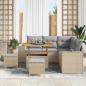 Preview: 8-teiliges Garten Sofa Set mit Kissen Beige Poly Rattan Akazie, 3-teiliges Garten Esstisch Set mit Kissen Beige Poly Rattan Akazie