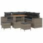 Preview: ARDEBO.de - 8-teiliges Garten-Sofa-Set mit Kissen Grau Poly-Rattan Akazie, 3-teiliges Garten-Ess-Set mit Kissen Grau Poly-Rattan Akazie