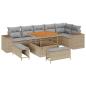 Preview: 9-teiliges Garten Sofa Set mit Kissen Beige Poly Rattan Akazie, 3-teiliges Garten Esszimmer Set mit Kissen Beige Poly Rattan Akazie