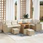 Preview: ARDEBO.de - 9-teiliges Garten Sofa Set mit Kissen Beige Poly Rattan, 3-teiliges Garten Essenset mit Kissen Beige Poly Rattan