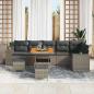Preview: 9-teiliges Garten Sofa Set mit Kissen graues Poly Rattan, 3-teiliges Garten Essset mit Kissen graues Poly Rattan