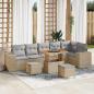 Preview: ARDEBO.de - 9-teilige Garten Sofa Set mit Kissen Beige Poly Rattan Akazie, 3-teilige Garten Esstisch Set mit Kissen Beige Poly Rattan Akazie