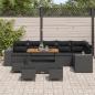 Preview: 10-teiliges Garten Sofa Set mit Kissen Schwarz Poly Rattan Akazie, 4-teiliges Garten Esszimmer Set mit Kissen Schwarz Poly Rattan Akazie