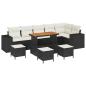 Preview: 10-teiliges Garten Sofa Set mit Kissen Schwarz Poly Rattan, 4-teiliges Garten Essenset mit Kissen Schwarz Poly Rattan