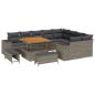 Preview: 12-teiliges Garten-Sofa-Set mit Kissen Grau Poly-Rattan Akazie, 3-teiliges Garten-Dining-Set mit Kissen Grau Poly-Rattan Akazie