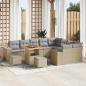 Preview: ARDEBO.de - 12-teiliges Garten-Sofa Set mit Kissen Beige Poly Rattan Akazie, 3-teiliges Garten-Dining Set mit Kissen Beige Poly Rattan Akazie