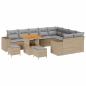 Preview: 12-teiliges Garten-Sofa Set mit Kissen Beige Poly Rattan Akazie, 3-teiliges Garten-Dining Set mit Kissen Beige Poly Rattan Akazie