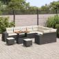 Preview: 12-teiliges Garten Sofa Set mit Kissen Schwarz Poly Rattan Akazie, 3-teiliges Garten Esszimmer Set mit Kissen Schwarz Poly Rattan Akazie