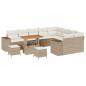 Preview: 12-teiliges Garten Sofa Set mit Kissen Beige Poly Rattan Acacia, 3-teiliges Garten Essset mit Kissen Beige Poly Rattan Acacia