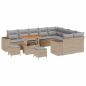 Preview: 12-teiliges Garten-Sofa-Set mit Kissen Beige Poly-Rattan Akazie, 3-teiliges Garten-Dining-Set mit Kissen Beige Poly-Rattan Akazie