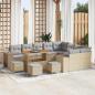 Preview: ARDEBO.de - Gartensofa-set 13 stk. Beige Poly-Rattan
