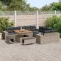 Preview: 13-teiliges Garten Sofa Set mit Kissen Grau Poly-Rattan Akazie, 3-teiliges Garten Essset mit Kissen Grau Poly-Rattan Akazie
