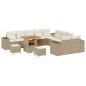 Preview: 13-teiliges Garten Sofa Set mit Kissen Beige Poly Rattan Akazie, 3-teiliges Garten Esszimmer Set mit Kissen Beige Poly Rattan Akazie