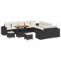 Preview: Gartensofa-set mit Kissen 13 pcs Schwarz Poly-Rattan