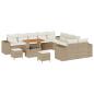 Preview: 13-teiliges Garten-Sofa-Set mit Kissen Beige Poly Rattan Akazie, 3-teiliges Garten-Ess-Set mit Kissen Beige Poly Rattan Akazie