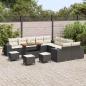 Preview: 14-teiliges Garten Sofa Set mit Kissen Schwarz Poly Rattan Akazie, 4-teiliges Garten Esstisch Set mit Kissen Schwarz Poly Rattan Akazie