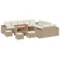 Preview: ARDEBO.de - 14-teiliges Garten-Sofa-Set mit Kissen Beige Poly-Rattan Akazie, 4-teiliges Garten-Dining-Set mit Kissen Beige Poly-Rattan Akazie