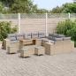 Preview: 14-teilige Garten Sofa Set mit Kissen Beige Poly Rattan Akazie, 4-teiliges Garten Esszimmer Set mit Kissen Beige Poly Rattan Akazie