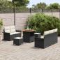 Preview: 8-teiliges Garten Sofa Set mit Kissen Schwarz Poly Rattan Akazie, 2-Sitzer Garten Sofa mit Kissen Schwarz Poly Rattan, 3-teiliges Garten Essset mit Kissen Schwarz Poly Rattan Akazie