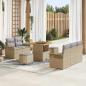 Preview: ARDEBO.de - 8-teiliges Garten Sofa Set mit Kissen Beige Poly-Rattan Akazie, 2-Sitzer Garten Sofa mit Kissen Beige Poly-Rattan, 3-teiliges Garten-Ess-Set mit Kissen Beige Poly-Rattan Akazie