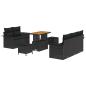 Preview: 8-teiliges Garten Sofa Set mit Kissen Schwarz Poly Rattan Akazie, 2-Sitzer Garten Sofa mit Kissen Schwarz Poly Rattan, 3-teiliges Garten Essset mit Kissen Schwarz Poly Rattan Akazie