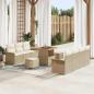 Preview: ARDEBO.de - 10 teiliges Garten Sofa Set mit Kissen Beige Poly Rattan Akazie, 2-Sitzer Garten Sofa mit Kissen Beige Poly Rattan, 3 teiliges Garten Ess-Set mit Kissen Beige Poly Rattan Akazie