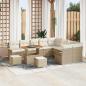 Preview: ARDEBO.de - 12-teiliges Garten-Sofa-Set mit Kissen, Beiges Poly Rattan, 3-teiliges Garten-Esszimmer-Set mit Kissen, Beiges Poly Rattan, 2-Sitzer Garten-Sofa mit Kissen, Beiges Poly Rattan