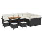 Preview: 13-teiliges Garten Sofa Set mit Kissen Schwarz Poly Rattan Akazie, 4-teiliges Garten Ess Set mit Kissen Schwarz Poly Rattan Akazie, 2-Sitzer Garten Sofa mit Kissen Schwarz Poly Rattan