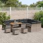 Preview: 13-teiliges Garten-Sofa-Set mit Kissen Grau Poly-Rattan Akazie, 4-teiliges Garten-Essset mit Kissen Grau Poly-Rattan Akazie, 2-Sitzer-Garten-Sofa mit Kissen Grau Poly-Rattan