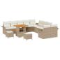 Preview: 13-teiliges Garten Sofa Set mit Kissen Beige Poly Rattan Akazie, 2-Sitzer Garten Sofa mit Kissen Beige Poly Rattan, 3-teiliges Garten Esstisch Set mit Kissen Beige Poly Rattan Akazie