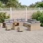 Preview: 13-teiliges Garten Sofa Set mit Kissen Beige Poly Rattan Akazie, 2-Sitzer Garten Sofa mit Kissen Beige Poly Rattan, 3-teiliges Garten Esstischset mit Kissen Beige Poly Rattan Akazie
