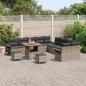 Preview: 13-teiliges Garten Sofa Set mit Kissen Grau Poly Rattan Akazie, 2-Sitzer Garten Sofa mit Kissen Grau Poly Rattan, 3-teiliges Garten Esstisch Set mit Kissen Grau Poly Rattan Akazie